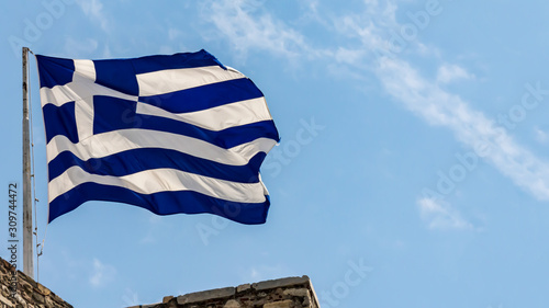 Schilderij op canvas Greek national flag, Hellenic Republic, GR