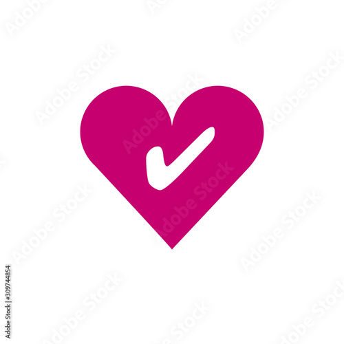 Heart Check Tick Symbol Vector. Stock Vector illustration isolated on white background.