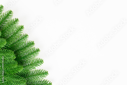 Happy new year or christmas day top view decorative fir tree