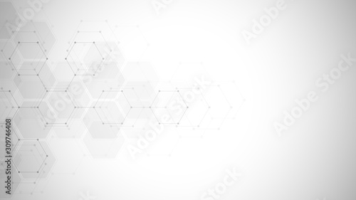 Abstract medical background with hexagons shape pattern. Concepts and ideas for healthcare technology, innovation medicine, health, science and research.