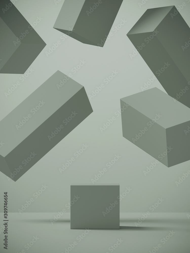 Minimal background for branding and packaging presentation. Green color geometric podium. 3d rendering illustration. Minimal background for branding and packaging presentation. Green color geometric podium. 3d rendering illustration.