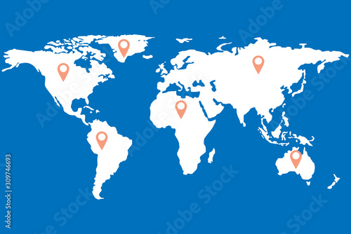 Connecting dots technology digital on world map background.