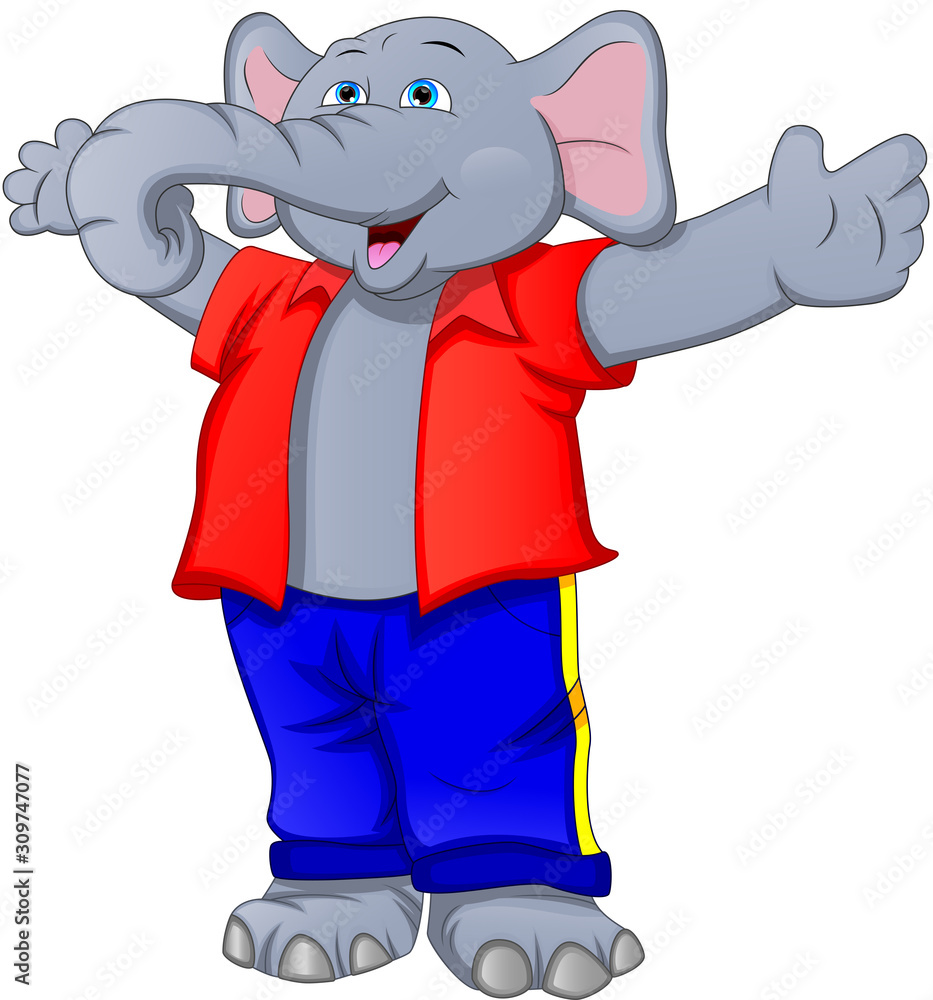 cute elephant cartoon waving 