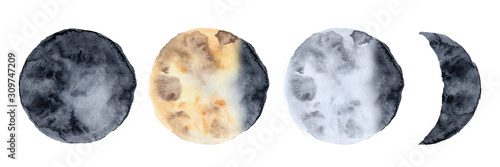 Watercolor lunar eclipse isolated on white background modern space design