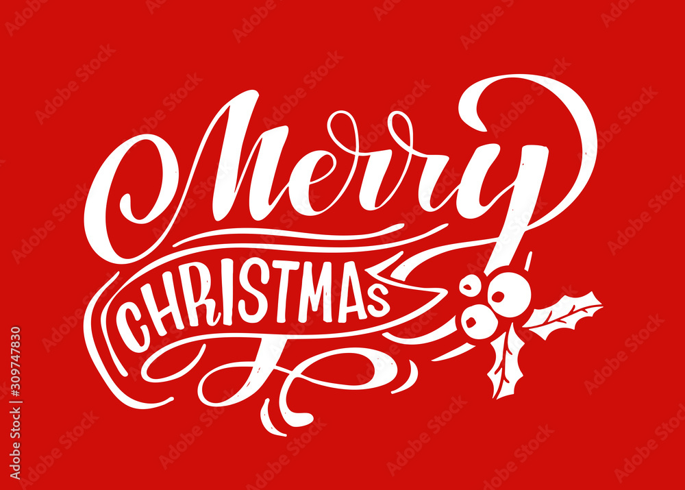 Obraz premium Merry Christmas and Happy new Year - cute hand drawn doodle lettering postcard - pattern background template. Winter holidays banner