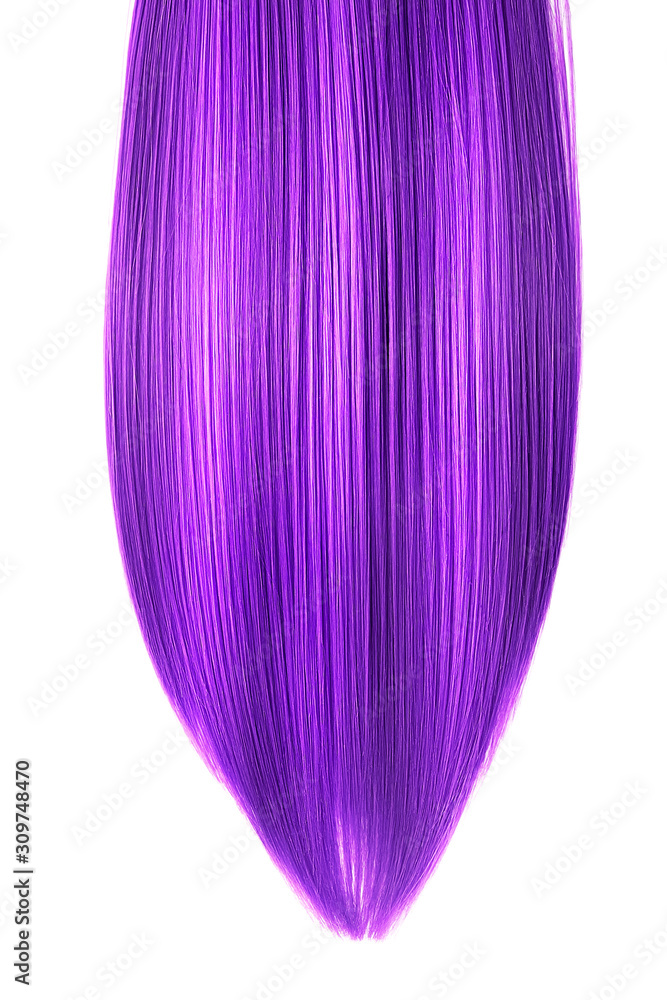 Purple shiny hair on white background, isolated Purple shiny hair on white background, isolated