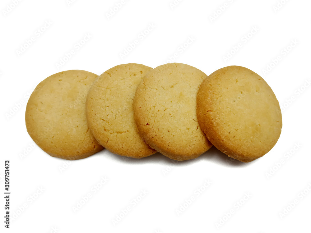 Danish style butter cookies biscuit isolated on white background. Danish style butter cookies biscuit isolated on white background.