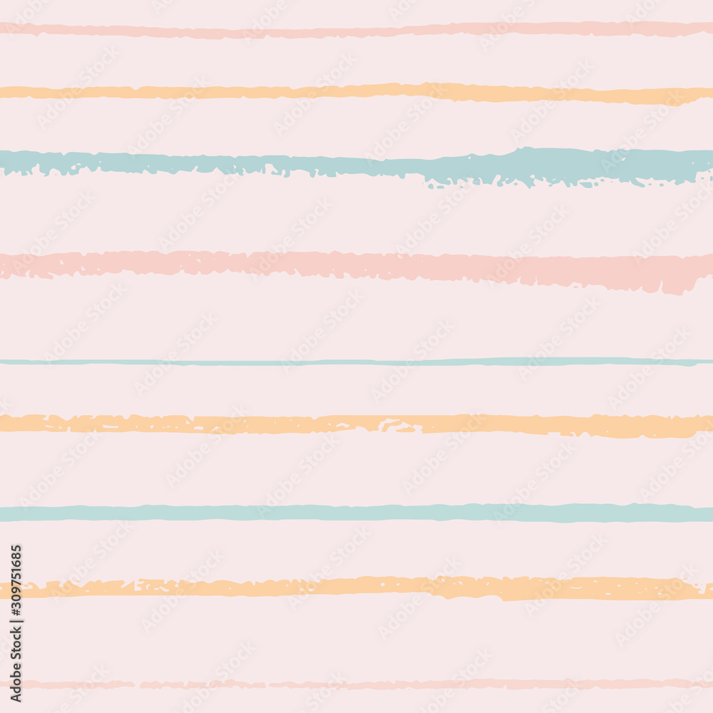 Pastel colors horizontal textured lines trendy seamless pattern with hand drawn elements background.