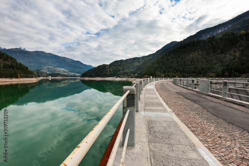 Artificial lake of Centro Cadore in the Dolomites