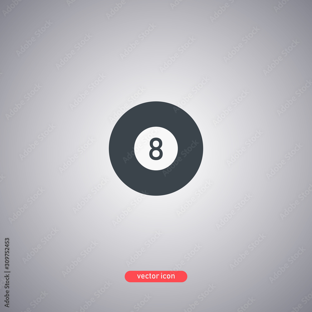 Billiard ball icon isolated on white background. Flat design. Billiard ball icon isolated on white background. Flat design.