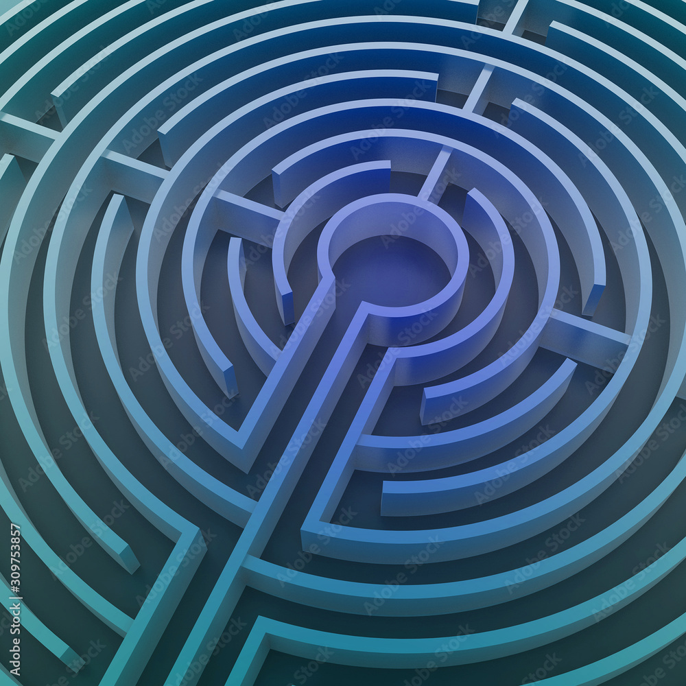 Maze concept, choices and challenge theme; original 3d rendering illustration Maze concept, choices and challenge theme; original 3d rendering illustration