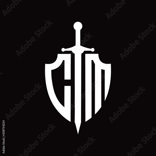 CM logo with shield shape and sword