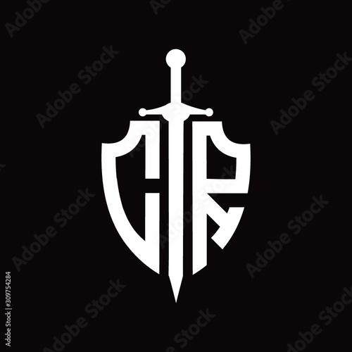 CR logo with shield shape and sword
