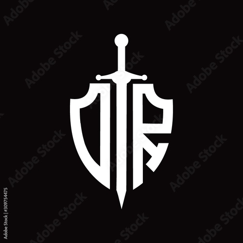 DR logo with shield shape and sword