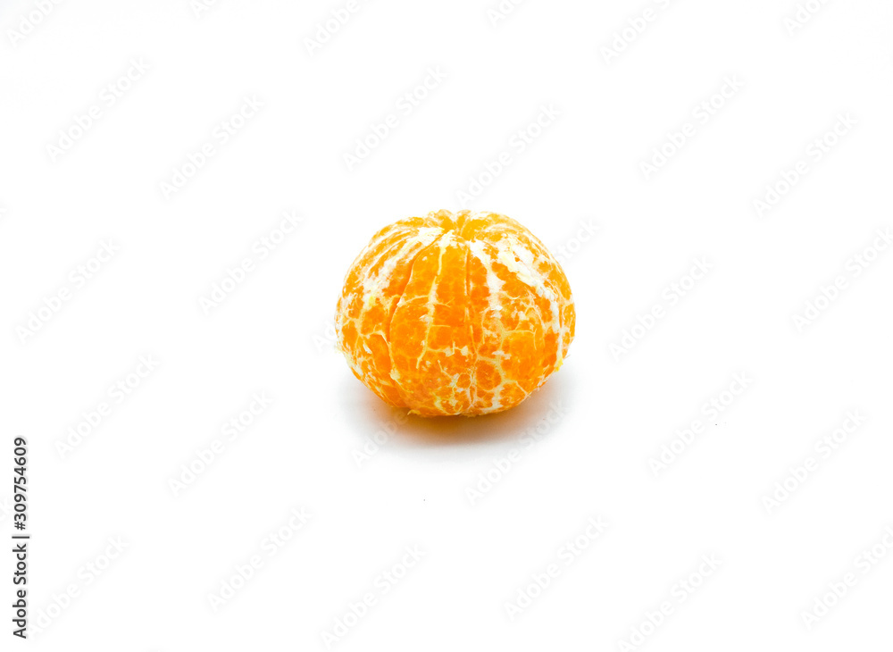 Ripe tangerine manderin peeled off isolated on white background Ripe tangerine manderin peeled off isolated on white background