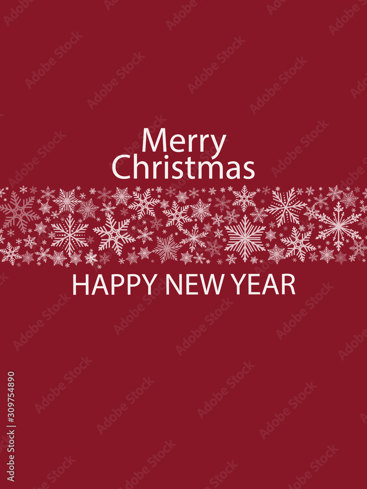 Christmas New Year red card with snowflakes, vector art illustration. Christmas New Year red card with snowflakes, vector art illustration.