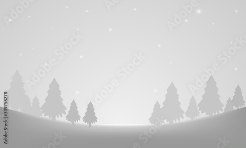 Gray winter landscape, vector art illustration.