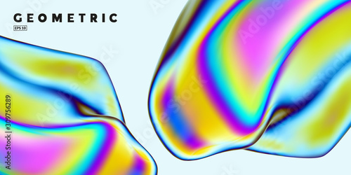 Abstract background with thin film interference. Glossy shape 3d render. Eps10 vector.