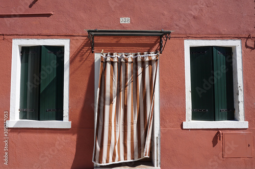 Windows and door, brown fasade
