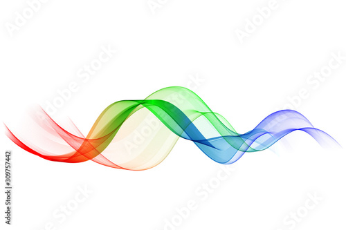 Abstract vector background. Multi-color wave on white background.