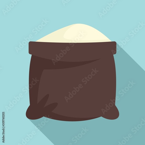 Open flour sack icon. Flat illustration of open flour sack vector icon for web design