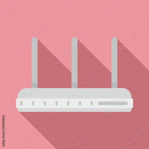 Three antenna router icon. Flat illustration of three antenna router vector icon for web design