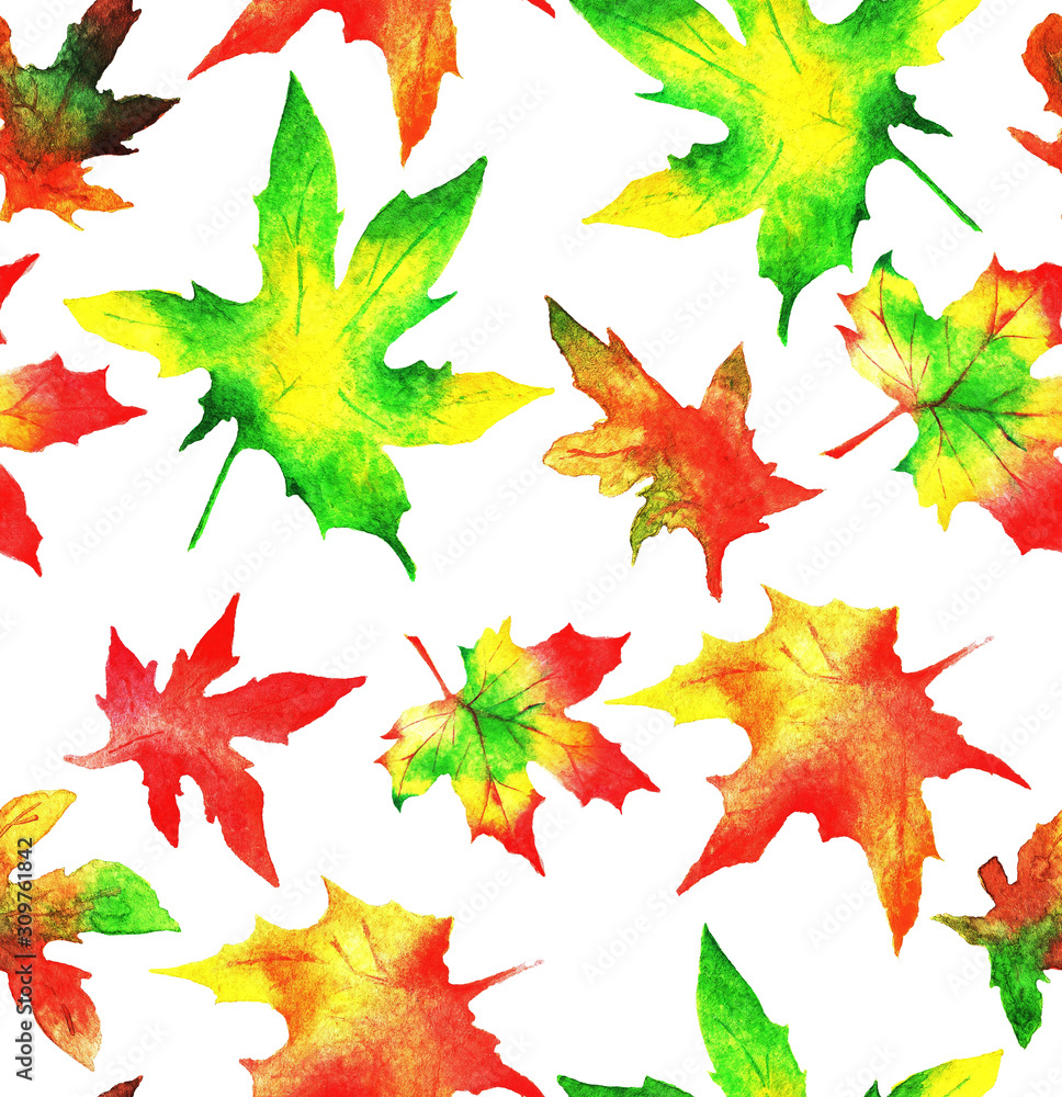 Maple leaves. Wallpaper. Watercolor Maple leaves. Wallpaper. Watercolor