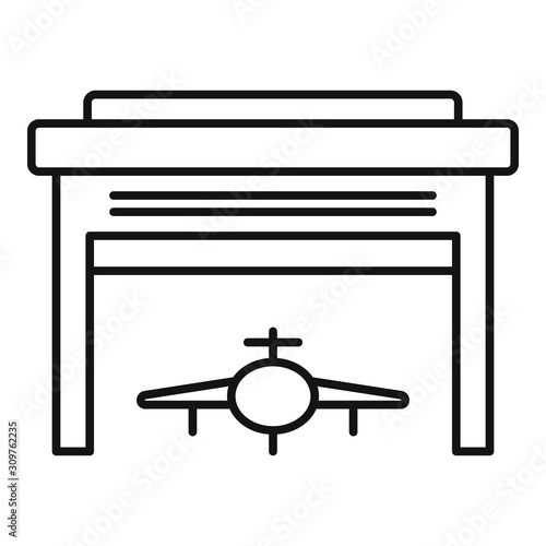 Hangar shed icon. Outline hangar shed vector icon for web design isolated on white background