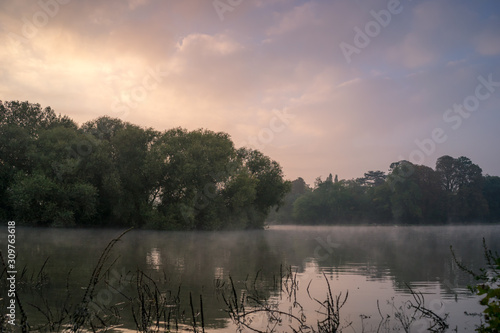 The Tahmes river near Twickenham, London on a cool, misty morning