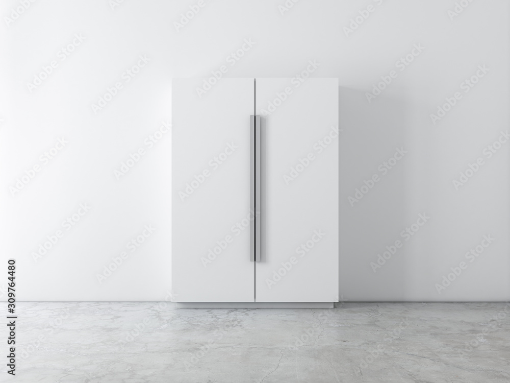 White cupboard wardrobe near white wall White cupboard wardrobe near white wall