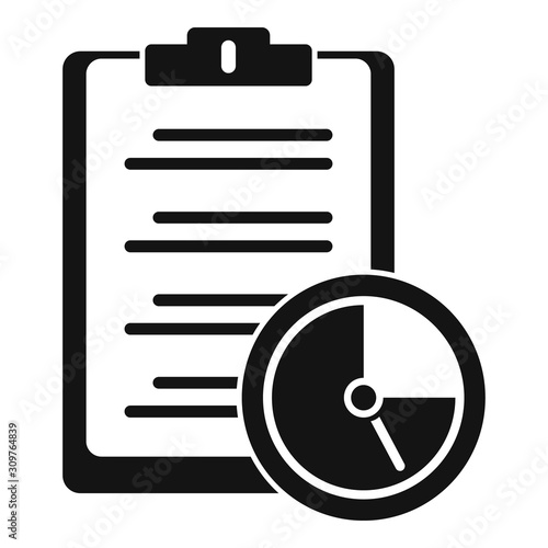 Clipboard time task icon. Simple illustration of clipboard time task vector icon for web design isolated on white background