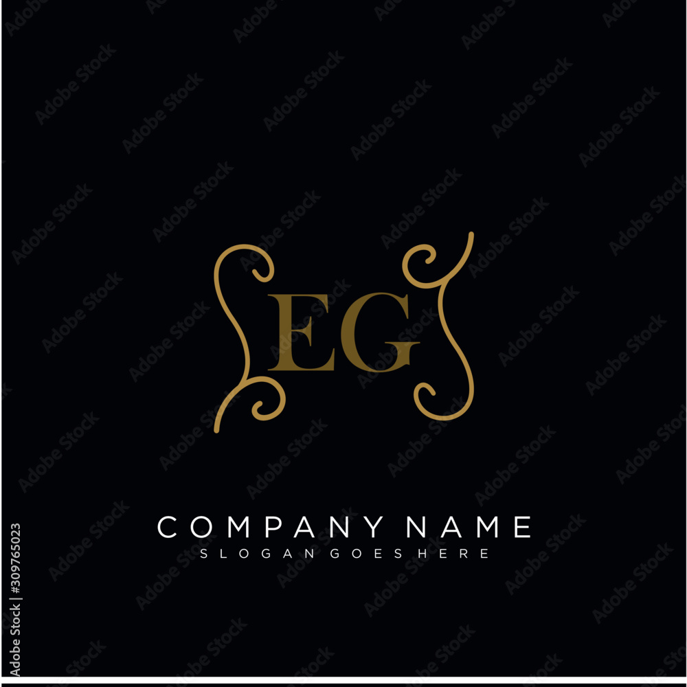 Initial letter EG logo luxury vector mark, gold color elegant classical Initial letter EG logo luxury vector mark, gold color elegant classical