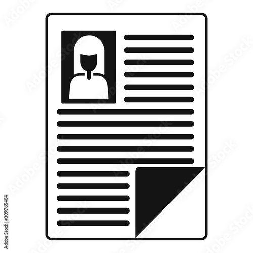 Woman cv paper icon. Simple illustration of woman cv paper vector icon for web design isolated on white background