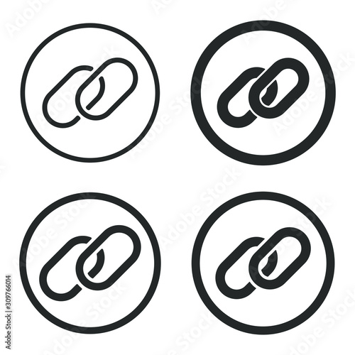 Chain link icon shape button set. Hyperlink connection linked logo symbol sign. Vector illustration icon. Isolated on white Background.