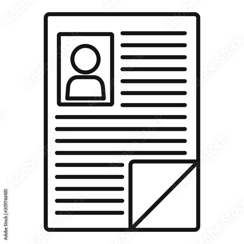 Woman cv paper icon. Outline woman cv paper vector icon for web design isolated on white background