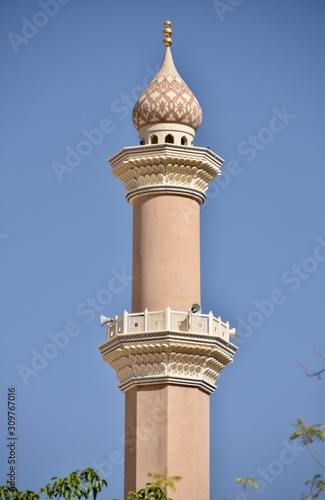 Tela Al Qala'a Mosque Minaret Medium Shot, Nizwa, Oman