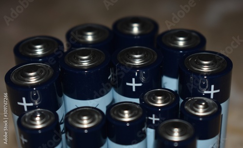 Group of alkaline batteries from above 
