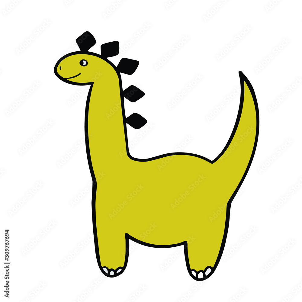 illustration of cartoon dinosaur . Yellow Dino print. Vector version illustration of cartoon dinosaur . Yellow Dino print. Vector version