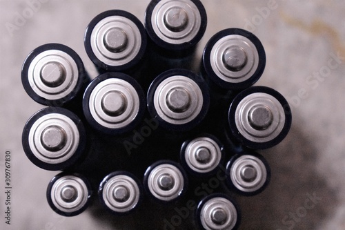 Group of alkaline batteries from above 
