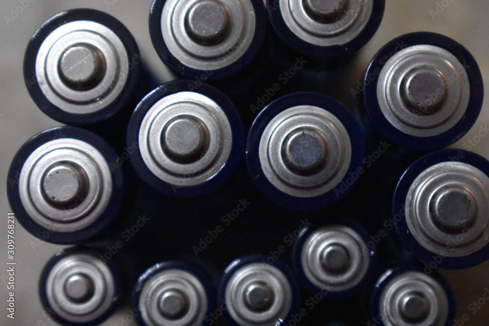 Group of alkaline batteries from above Group of alkaline batteries from above