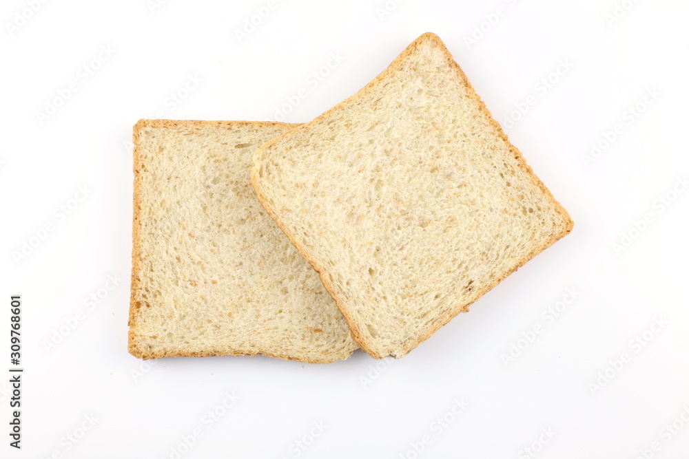 Sliced of whole wheat bread on white background Sliced of whole wheat bread on white background