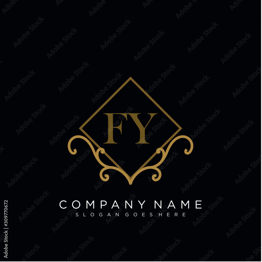 Initial letter FY logo luxury vector mark, gold color elegant classical Initial letter FY logo luxury vector mark, gold color elegant classical