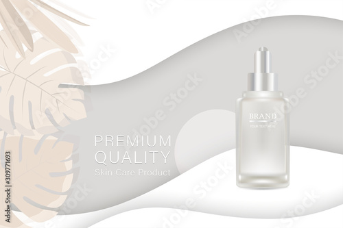 Beauty product ad design, white cosmetic container with luxury advertising background ready to use, luxury skin care banner, illustration vector.	