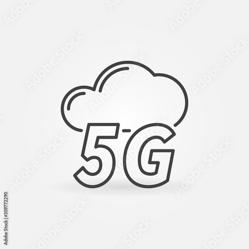 5G Cloud vector concept icon or symbol in thin line style