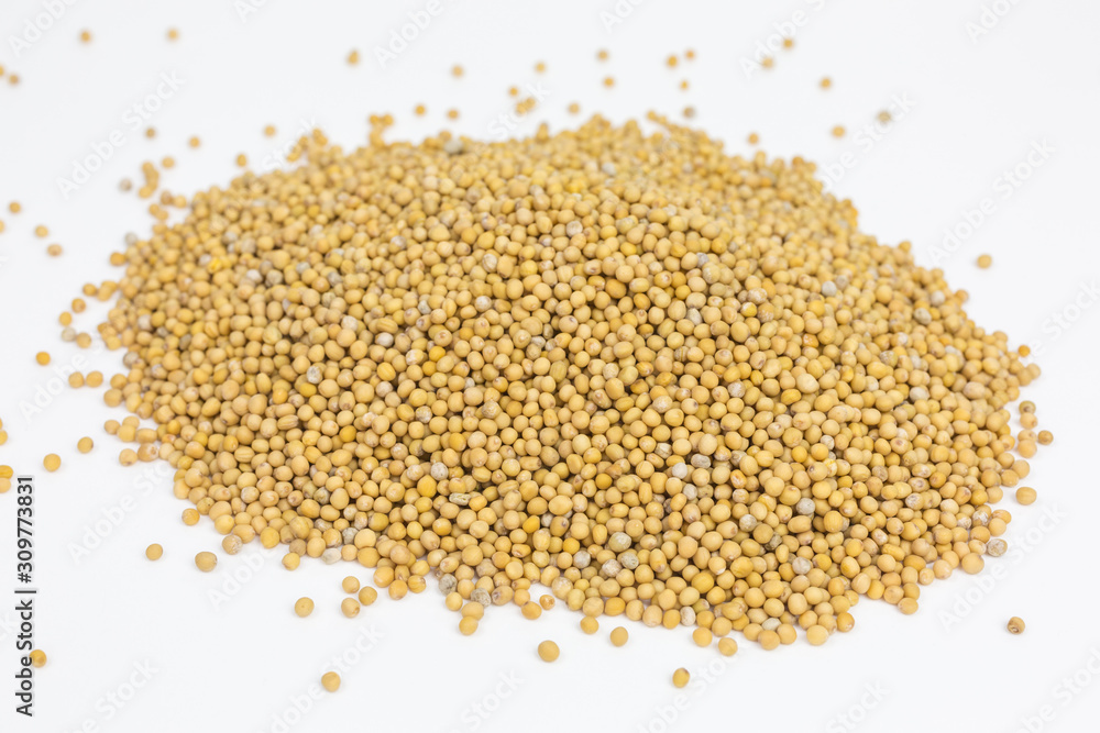 heap of yellow mustard seeds heap of yellow mustard seeds