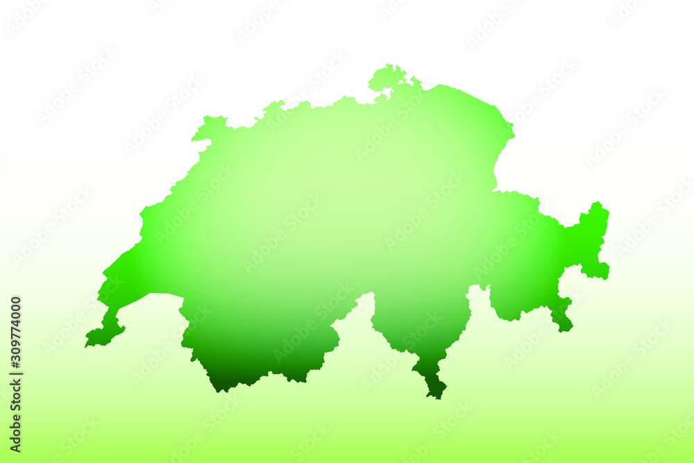 Switzerland map using green color with dark and light effect vector on light background illustration