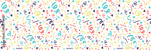 Colorful party confetti - seamless texture. Vector