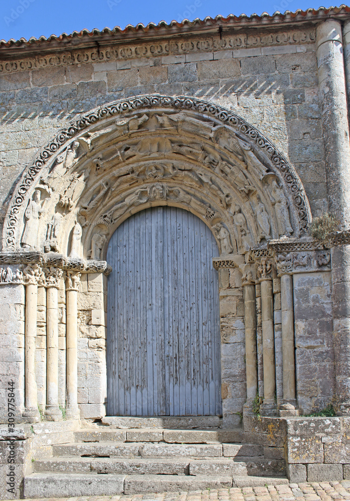 Ancient doorway in Parthenay, France