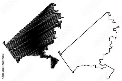 Oceanside City (United States cities, United States of America, usa city) map vector illustration, scribble sketch City of Oceanside map
