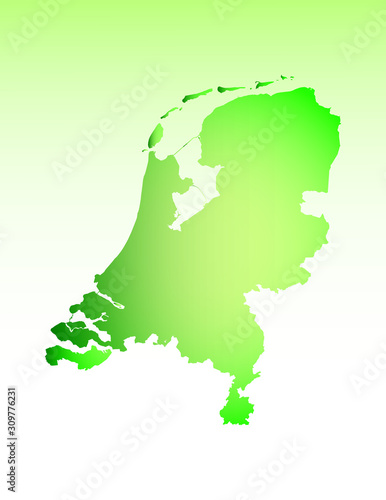 Netherlands map using green color with dark and light effect vector on light background illustration